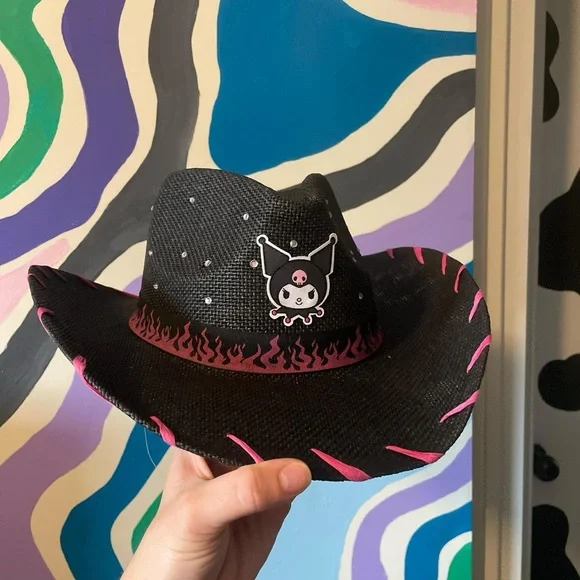 Kuromi Flames Woven Cowboy Hat - Picture 1 of 6